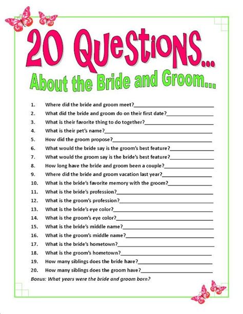 dating game questions for bridal shower